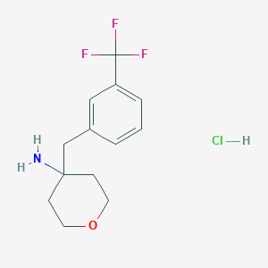 molecular formula C13H17ClF3NO B2899835 4-[3-(Trifluoromethyl)phenyl]methyl-oxan-4-amine hydrochloride CAS No. 1385696-80-9