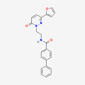 molecular formula C23H19N3O3 B2899837 N-(2-(3-(furan-2-yl)-6-oxopyridazin-1(6H)-yl)ethyl)-[1,1'-biphenyl]-4-carboxamide CAS No. 946314-59-6