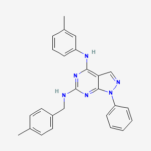 molecular formula C26H24N6 B2899844 N~6~-(4-methylbenzyl)-N~4~-(3-methylphenyl)-1-phenyl-1H-pyrazolo[3,4-d]pyrimidine-4,6-diamine CAS No. 946265-49-2