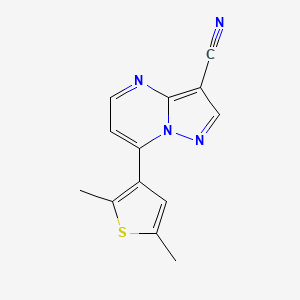 molecular formula C13H10N4S B2899863 7-(2,5-Dimethylthiophen-3-yl)pyrazolo[1,5-a]pyrimidine-3-carbonitrile CAS No. 860648-52-8