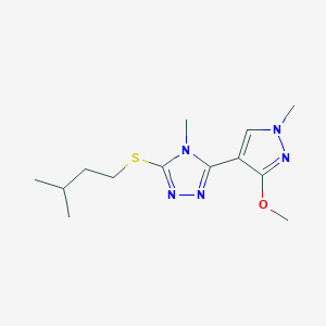 molecular formula C13H21N5OS B2899867 3-(isopentylthio)-5-(3-methoxy-1-methyl-1H-pyrazol-4-yl)-4-methyl-4H-1,2,4-triazole CAS No. 1013774-53-2