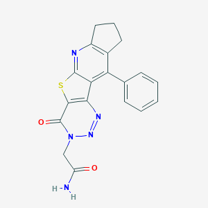 molecular formula C19H15N5O2S B289989 2-(4-oxo-10-phenyl-4,7,8,9-tetrahydro-3H-cyclopenta[5',6']pyrido[3',2':4,5]thieno[3,2-d][1,2,3]triazin-3-yl)acetamide 