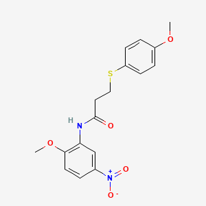 molecular formula C17H18N2O5S B2899897 N-(2-methoxy-5-nitrophenyl)-3-((4-methoxyphenyl)thio)propanamide CAS No. 941908-90-3