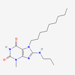 molecular formula C18H31N5O2 B2899912 3-methyl-7-nonyl-8-(propylamino)-3,7-dihydro-1H-purine-2,6-dione CAS No. 329709-71-9