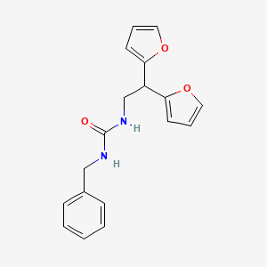 molecular formula C18H18N2O3 B2899913 1-Benzyl-3-[2,2-bis(furan-2-yl)ethyl]urea CAS No. 2210140-53-5