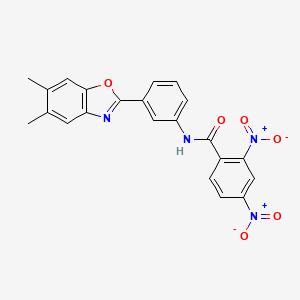 molecular formula C22H16N4O6 B2899914 N-[3-(5,6-Dimethyl-benzooxazol-2-yl)-phenyl]-2,4-dinitro-benzamide CAS No. 332152-84-8