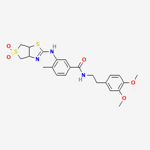 molecular formula C23H27N3O5S2 B2899921 N-[2-(3,4-dimethoxyphenyl)ethyl]-3-({5,5-dioxo-3aH,4H,6H,6aH-5lambda6-thieno[3,4-d][1,3]thiazol-2-yl}amino)-4-methylbenzamide CAS No. 902555-31-1