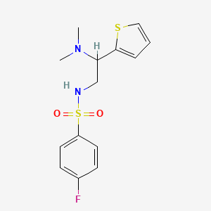 molecular formula C14H17FN2O2S2 B2899959 N-[2-(dimethylamino)-2-(thiophen-2-yl)ethyl]-4-fluorobenzene-1-sulfonamide CAS No. 941934-21-0