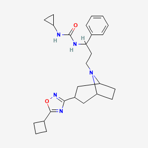 molecular formula C26H35N5O2 B2899969 1-(3-((1R,5S)-3-(5-cyclobutyl-1,2,4-oxadiazol-3-yl)-8-azabicyclo[3.2.1]octan-8-yl)-1-phenylpropyl)-3-cyclopropylurea CAS No. 2109212-86-2