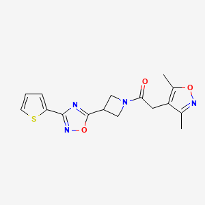 molecular formula C16H16N4O3S B2899971 2-(3,5-dimethyl-1,2-oxazol-4-yl)-1-{3-[3-(thiophen-2-yl)-1,2,4-oxadiazol-5-yl]azetidin-1-yl}ethan-1-one CAS No. 1327632-01-8