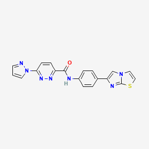 molecular formula C19H13N7OS B2899976 N-(4-(imidazo[2,1-b]thiazol-6-yl)phenyl)-6-(1H-pyrazol-1-yl)pyridazine-3-carboxamide CAS No. 1351632-74-0