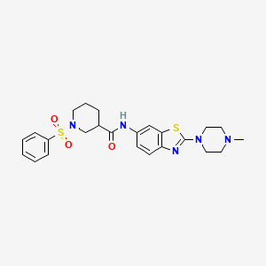 molecular formula C24H29N5O3S2 B2899998 1-(benzenesulfonyl)-N-[2-(4-methylpiperazin-1-yl)-1,3-benzothiazol-6-yl]piperidine-3-carboxamide CAS No. 1211837-34-1
