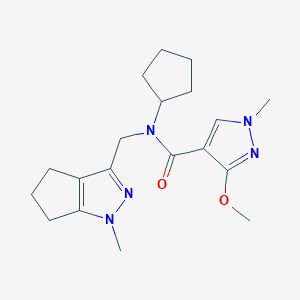 molecular formula C19H27N5O2 B2900015 N-cyclopentyl-3-methoxy-1-methyl-N-((1-methyl-1,4,5,6-tetrahydrocyclopenta[c]pyrazol-3-yl)methyl)-1H-pyrazole-4-carboxamide CAS No. 2034454-09-4