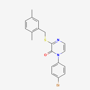 molecular formula C19H17BrN2OS B2900026 1-(4-bromophenyl)-3-{[(2,5-dimethylphenyl)methyl]sulfanyl}-1,2-dihydropyrazin-2-one CAS No. 1115409-18-1