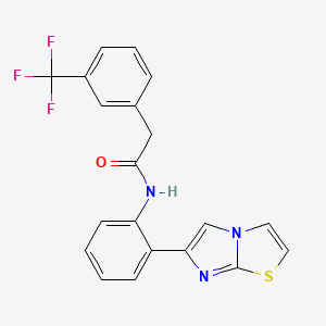 molecular formula C20H14F3N3OS B2900056 N-(2-(imidazo[2,1-b]thiazol-6-yl)phenyl)-2-(3-(trifluoromethyl)phenyl)acetamide CAS No. 1704635-34-6
