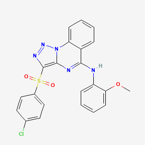 molecular formula C22H16ClN5O3S B2900069 3-[(4-chlorophenyl)sulfonyl]-N-(2-methoxyphenyl)[1,2,3]triazolo[1,5-a]quinazolin-5-amine CAS No. 866812-52-4