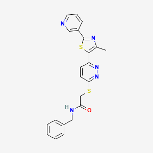 molecular formula C22H19N5OS2 B2900070 N-benzyl-2-((6-(4-methyl-2-(pyridin-3-yl)thiazol-5-yl)pyridazin-3-yl)thio)acetamide CAS No. 954663-02-6