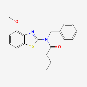 molecular formula C20H22N2O2S B2900072 N-benzyl-N-(4-methoxy-7-methyl-1,3-benzothiazol-2-yl)butanamide CAS No. 900004-98-0
