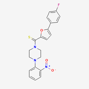 molecular formula C21H18FN3O3S B2900093 (5-(4-Fluorophenyl)furan-2-yl)(4-(2-nitrophenyl)piperazin-1-yl)methanethione CAS No. 941897-10-5