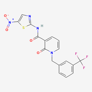 molecular formula C17H11F3N4O4S B2900109 N-(5-nitro-1,3-thiazol-2-yl)-2-oxo-1-{[3-(trifluoromethyl)phenyl]methyl}-1,2-dihydropyridine-3-carboxamide CAS No. 941910-11-8