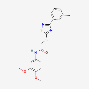 molecular formula C19H19N3O3S2 B2900125 N-(3,4-dimethoxyphenyl)-2-((3-(m-tolyl)-1,2,4-thiadiazol-5-yl)thio)acetamide CAS No. 864917-99-7