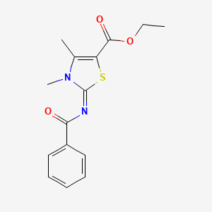 molecular formula C15H16N2O3S B2900150 ethyl (2Z)-2-(benzoylimino)-3,4-dimethyl-2,3-dihydro-1,3-thiazole-5-carboxylate CAS No. 476628-02-1
