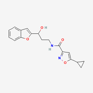 molecular formula C18H18N2O4 B2900186 N-[3-(1-BENZOFURAN-2-YL)-3-HYDROXYPROPYL]-5-CYCLOPROPYL-1,2-OXAZOLE-3-CARBOXAMIDE CAS No. 1448027-50-6