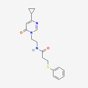 N-(2-(4-cyclopropyl-6-oxopyrimidin-1(6H)-yl)ethyl)-3-(phenylthio)propanamide