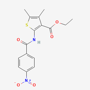 molecular formula C16H16N2O5S B2900203 Ethyl 4,5-dimethyl-2-(4-nitrobenzamido)thiophene-3-carboxylate CAS No. 313507-39-0