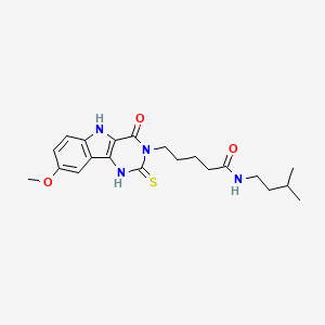 5-(8-methoxy-4-oxo-2-thioxo-1,2,4,5-tetrahydro-3H-pyrimido[5,4-b]indol-3-yl)-N-(3-methylbutyl)pentanamide