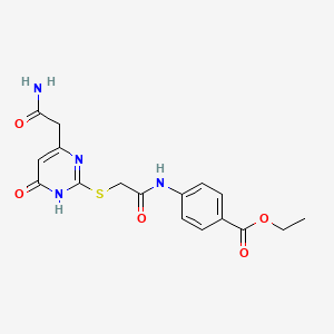 Ethyl 4-(2-((4-(2-amino-2-oxoethyl)-6-oxo-1,6-dihydropyrimidin-2-yl)thio)acetamido)benzoate