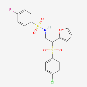 molecular formula C18H15ClFNO5S2 B2900209 N-[2-(4-chlorobenzenesulfonyl)-2-(furan-2-yl)ethyl]-4-fluorobenzene-1-sulfonamide CAS No. 877816-83-6