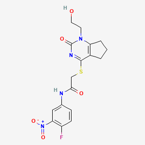 N-(4-fluoro-3-nitrophenyl)-2-((1-(2-hydroxyethyl)-2-oxo-2,5,6,7-tetrahydro-1H-cyclopenta[d]pyrimidin-4-yl)thio)acetamide