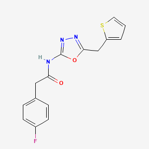 2-(4-fluorophenyl)-N-(5-(thiophen-2-ylmethyl)-1,3,4-oxadiazol-2-yl)acetamide