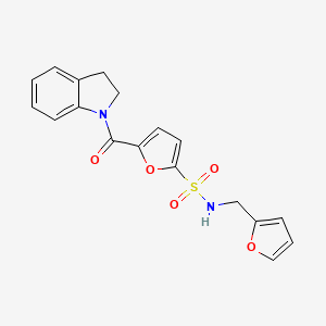 molecular formula C18H16N2O5S B2900220 N-(furan-2-ylmethyl)-5-(indoline-1-carbonyl)furan-2-sulfonamide CAS No. 1172016-93-1