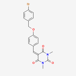 molecular formula C20H17BrN2O4 B2900224 5-({4-[(4-bromophenyl)methoxy]phenyl}methylidene)-1,3-dimethyl-1,3-diazinane-2,4,6-trione CAS No. 477862-55-8