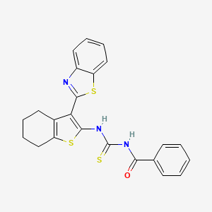 molecular formula C23H19N3OS3 B2900273 N-[[3-(1,3-benzothiazol-2-yl)-4,5,6,7-tetrahydro-1-benzothiophen-2-yl]carbamothioyl]benzamide CAS No. 307510-66-3