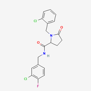 molecular formula C19H17Cl2FN2O2 B2900278 N-[(3-Chloro-4-fluorophenyl)methyl]-1-[(2-chlorophenyl)methyl]-5-oxopyrrolidine-2-carboxamide CAS No. 2379953-30-5
