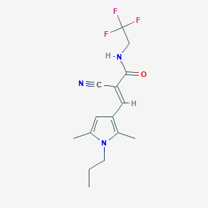 molecular formula C15H18F3N3O B2900283 (E)-2-Cyano-3-(2,5-dimethyl-1-propylpyrrol-3-yl)-N-(2,2,2-trifluoroethyl)prop-2-enamide CAS No. 1627381-10-5