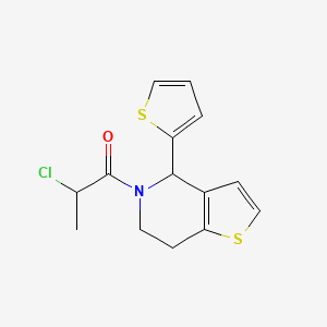 molecular formula C14H14ClNOS2 B2900285 2-Chloro-1-(4-thiophen-2-yl-6,7-dihydro-4H-thieno[3,2-c]pyridin-5-yl)propan-1-one CAS No. 2411261-02-2