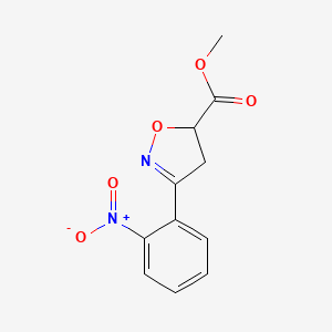 molecular formula C11H10N2O5 B2900293 methyl 3-(2-nitrophenyl)-4,5-dihydro-1,2-oxazole-5-carboxylate CAS No. 909129-22-2