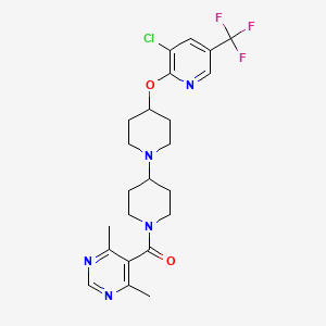 molecular formula C23H27ClF3N5O2 B2900294 (4-((3-Chloro-5-(trifluoromethyl)pyridin-2-yl)oxy)-[1,4'-bipiperidin]-1'-yl)(4,6-dimethylpyrimidin-5-yl)methanone CAS No. 2034336-46-2