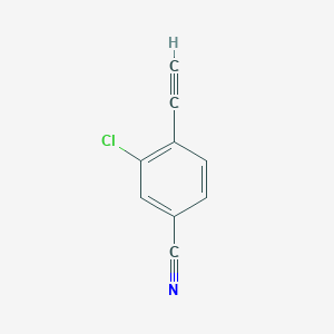 molecular formula C9H4ClN B2900324 benzonitrile, 3-chloro-4-ethynyl- CAS No. 914105-98-9