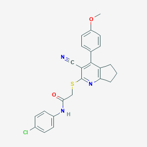 molecular formula C24H20ClN3O2S B290036 N-(4-chlorophenyl)-2-[[3-cyano-4-(4-methoxyphenyl)-6,7-dihydro-5H-cyclopenta[b]pyridin-2-yl]sulfanyl]acetamide 