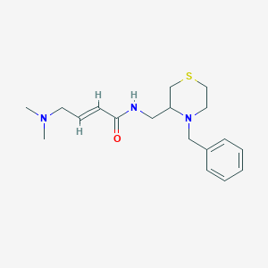 (E)-N-[(4-Benzylthiomorpholin-3-yl)methyl]-4-(dimethylamino)but-2-enamide