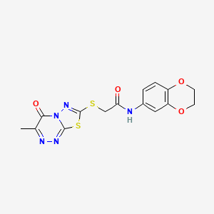 molecular formula C15H13N5O4S2 B2900380 N-(2,3-dihydro-1,4-benzodioxin-6-yl)-2-({3-methyl-4-oxo-4H-[1,3,4]thiadiazolo[2,3-c][1,2,4]triazin-7-yl}sulfanyl)acetamide CAS No. 869074-01-1