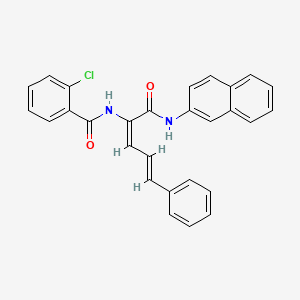 B2900385 2-chloro-N-((2E,4E)-1-(naphthalen-2-ylamino)-1-oxo-5-phenylpenta-2,4-dien-2-yl)benzamide CAS No. 403663-75-2