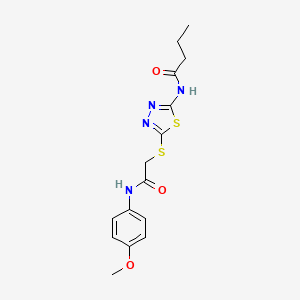 N-(5-((2-((4-methoxyphenyl)amino)-2-oxoethyl)thio)-1,3,4-thiadiazol-2-yl)butyramide