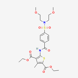 Diethyl 5-[[4-[bis(2-methoxyethyl)sulfamoyl]benzoyl]amino]-3-methylthiophene-2,4-dicarboxylate