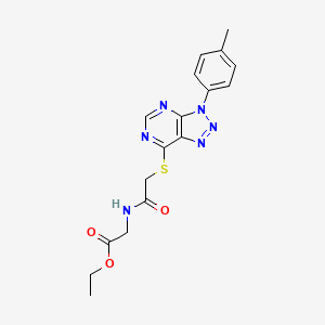 molecular formula C17H18N6O3S B2900427 ethyl 2-(2-{[3-(4-methylphenyl)-3H-[1,2,3]triazolo[4,5-d]pyrimidin-7-yl]sulfanyl}acetamido)acetate CAS No. 863459-60-3